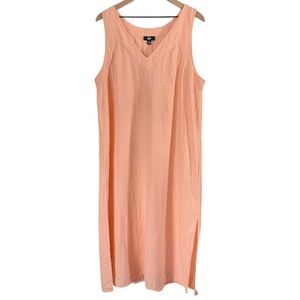 DKNY Linen Blend Sleeveless Maxi Dress – Peach – V-Neck